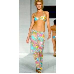 Trina Turk “Coral Reef” Swim Wide Leg Pants size S matching bikini top Size 6